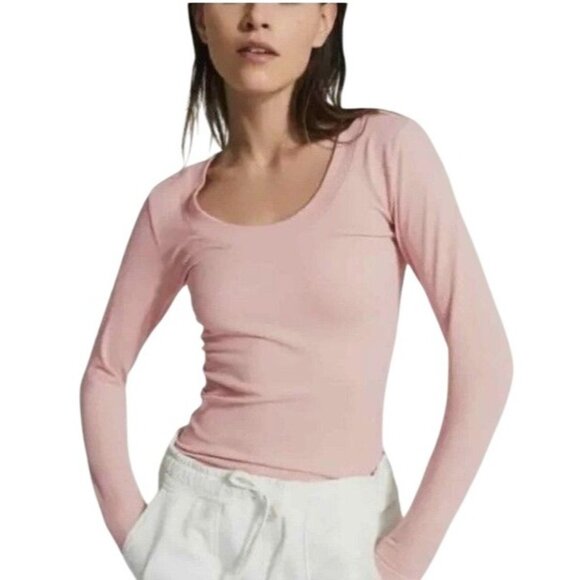 Reiss Tops - Reiss Larkin Long Sleeve Seamless Rib Top Pink Size XS NWT $160 Casual Fitted
